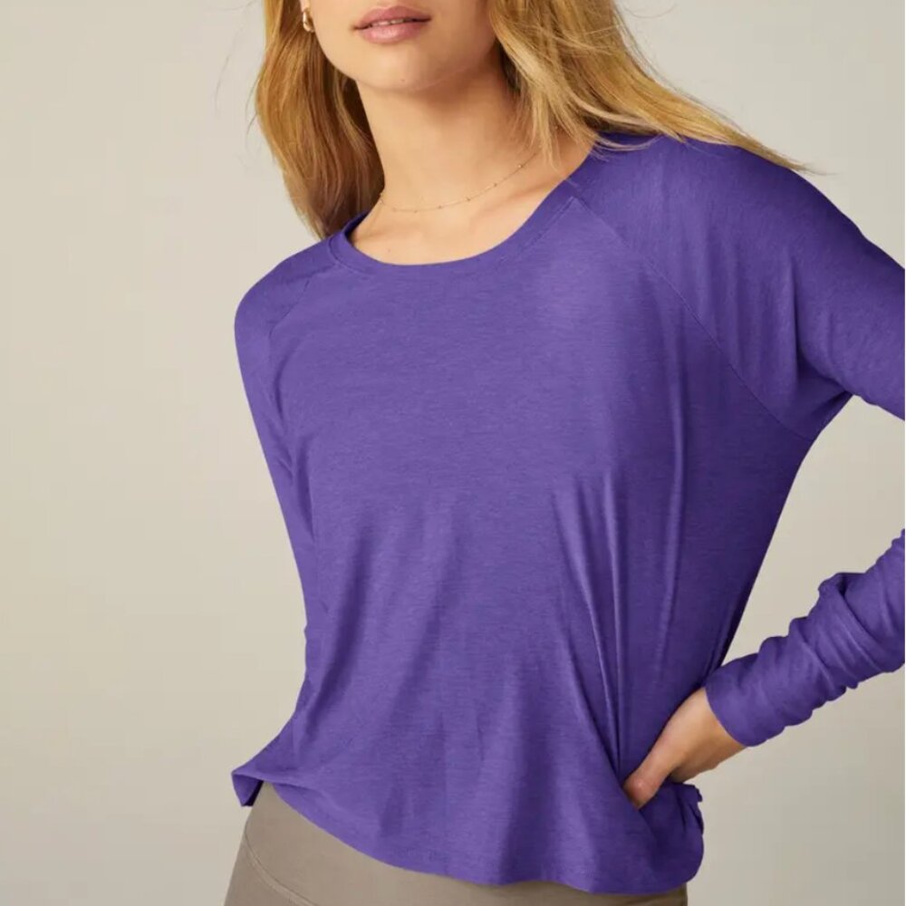 Beyond Yoga Featherweight Daydreamer Pullover Ultra Violet Heather XS